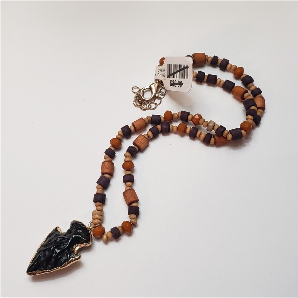 Free People Wood Beaded Amulet Necklace